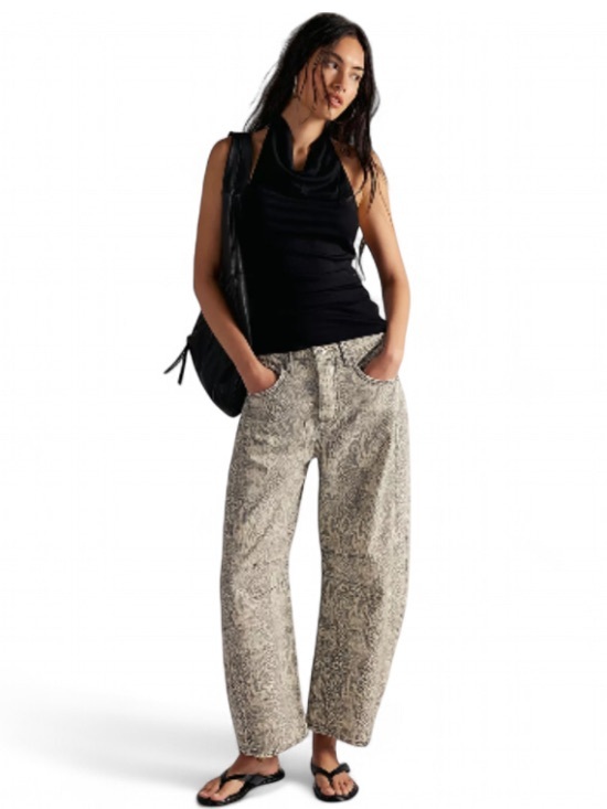 Free People Denim - Free People Good Luck Barrel Jeans Python Snake Print Size 27 Sold Out